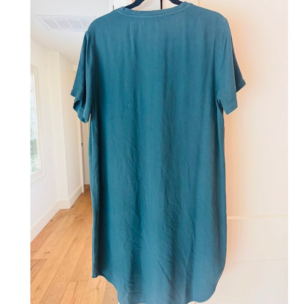 Bella Dahl Soft V-Neck T-Shirt Dress π Teal Green | Size L | Relaxed Fit - Picture 3 of 7